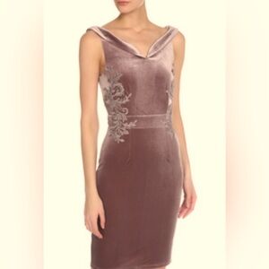 Little Mistress Mauve Embroidere Velvet Cocktail Wedding Mother OfThe Bride Dres